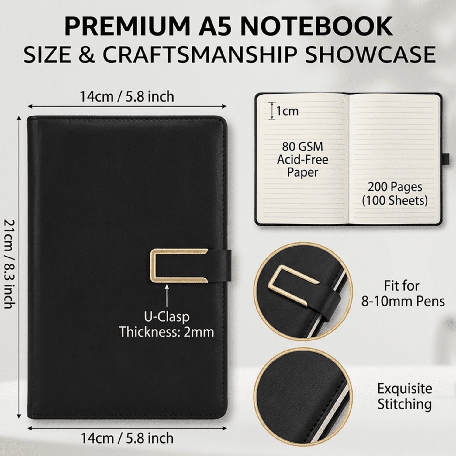 48 PACK Hardcover Leather Notebook, 200 Pages Lined Notebook 80 GSM Thick Durable Paper, Bulk for School Office Business Use, Back to School Supplie, Corporate Procurement Supplie
