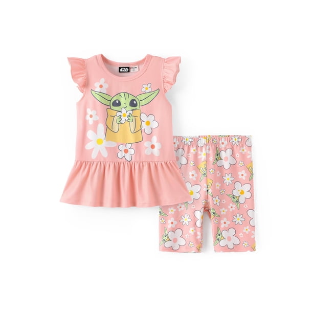 Conjunto de camiseta y leggings de verano Disney Grogu para niñas, 2 piezas