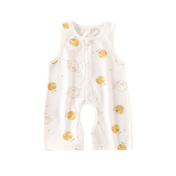 SUYOLL Infant Boys Romper Jumpsuit Sleeveless Casual Daily Wear Summer Comfortable Stretchy Round Neck Trendy Clothes