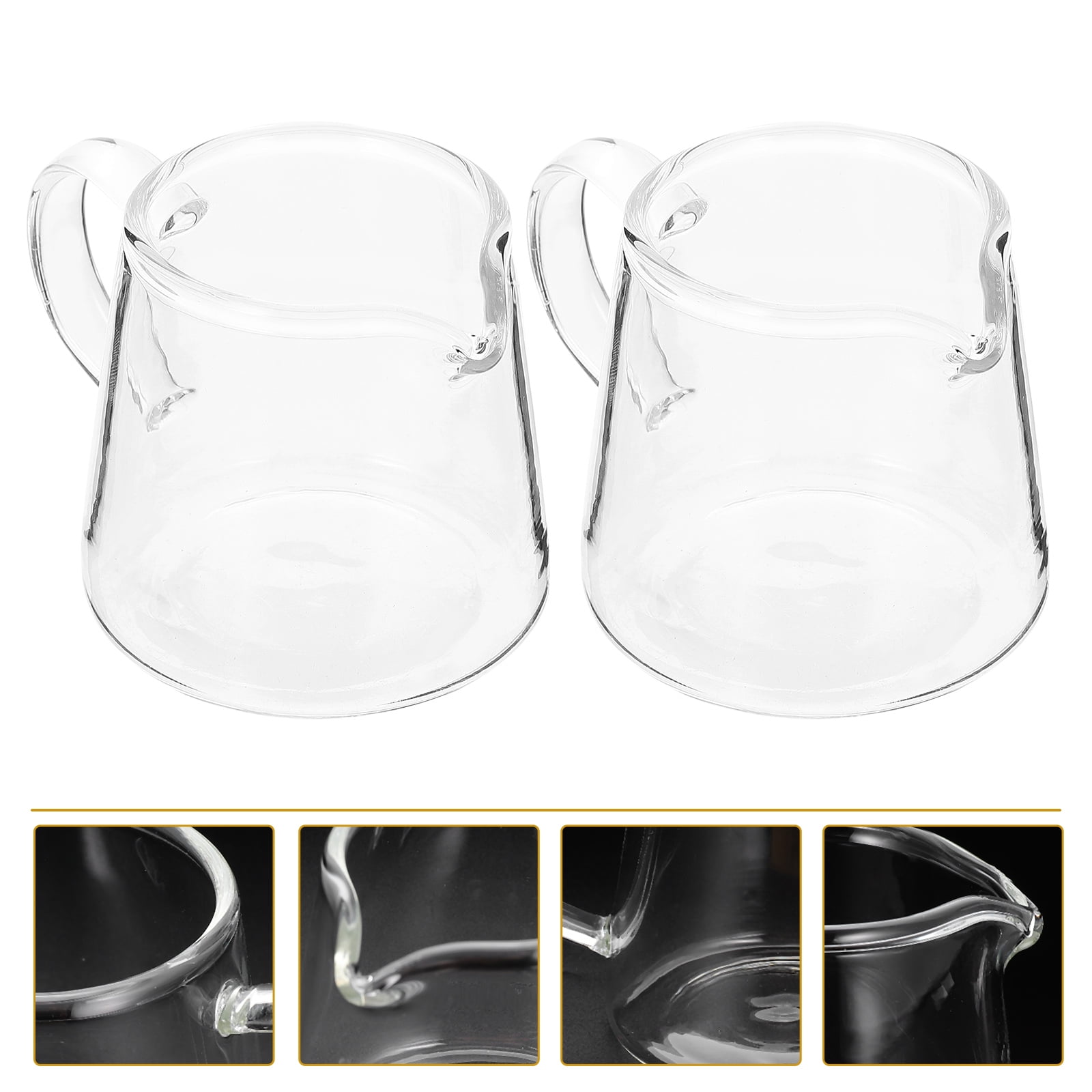 SOLUSTRE Milk Cup Glass Milk Creamer Mini Creamer Pitcher Milk Frother Cup  Glass Cream Pitcher Glass Milk Frothing Pitcher Glass Sauce Pitcher Sharing