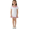 thumbnail image 4 of SGFCWSX Girls Short Sleeve Sailor Collar Dress, Casual Ruffled Hem Dress White Size 9-10 Years, 4 of 7