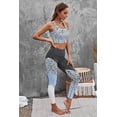 thumbnail image 3 of ABPHQTO Conjunto de mallas y tanque de entrenamiento deportivo con empalme de bloques de colores de leopardo gris para mujer, 3 of 5