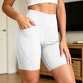 thumbnail image 2 of Wensltd Women Biker Shorts Solid Comfortable High Waist Running Shorts Side Pockets Workout Shorts, 2 of 7