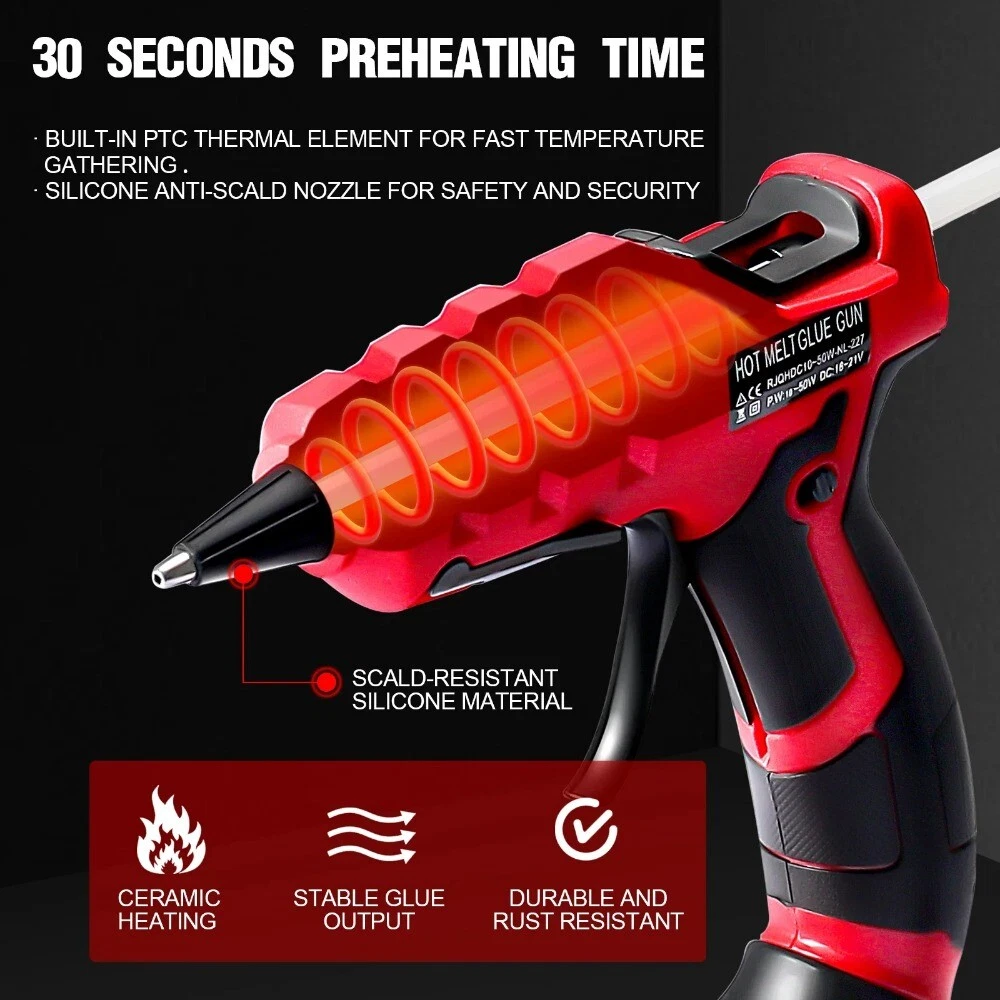 Cordless Hot Melt Glue Gun Heat Repair Tool for Milwaukee 18V with Glue Sticks