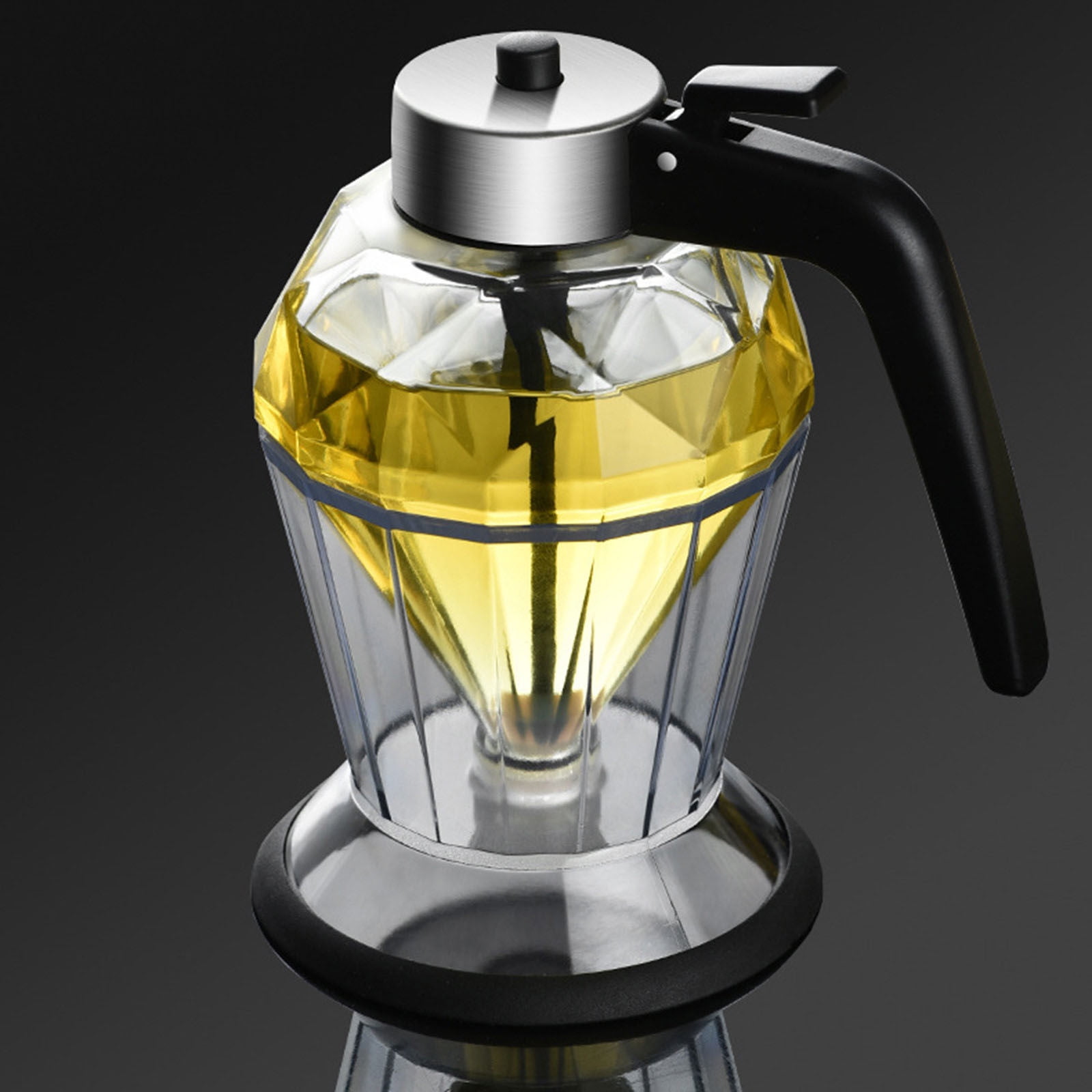 Oil Dispenser for Kitchen, 200ML Diamond Oil Can with Stand, Seasoning Jar for Kitchen Tool, Press-Type Pour Oil, Suitable for Syrup,Sugar,Sauces,Jar