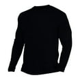 thumbnail image 2 of Mens Tops Plus Size Long Sleeve Round Neck Casual Pullover Solid Blouse Black M, 2 of 3