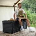 thumbnail image 3 of 150 Gallon Large Outdoor Storage Deck Box,  Cushion Storage Bench with Lockable Lid for Patio, Pool Supplies, Garden Tools, , Black, 3 of 6