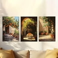 thumbnail image 2 of 3pcs Set Unframed Canvas Art- Vibrant Orange Tree Courtyard Scenes, Sunlit Mediterranean Style Posters for Living Room, Office, Library, Bar, Cafe- Ideal Gift for Birthdays, Holidays, Easter, Mother, 2 of 4