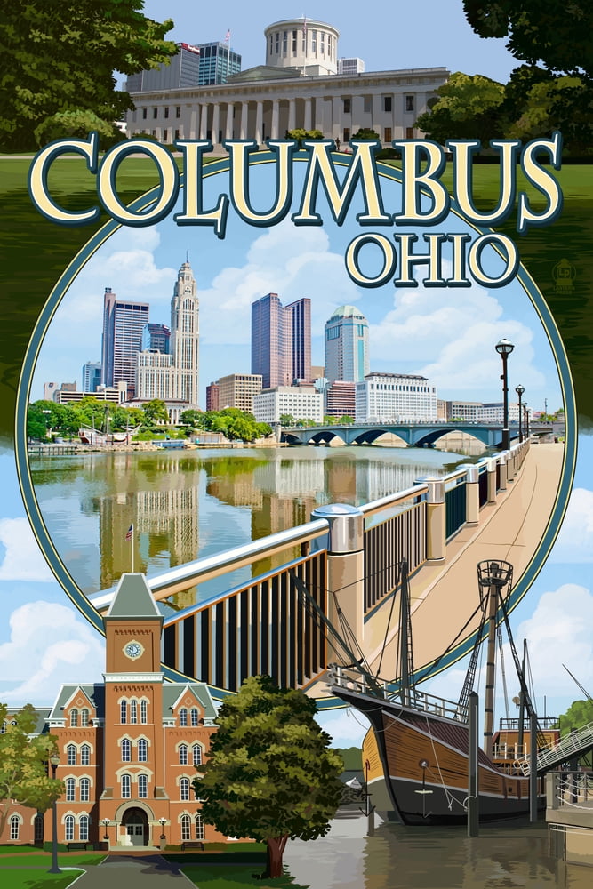 Columbus, Ohio, Montage Scenes (24x36 Giclee Gallery Art Print, Vivid