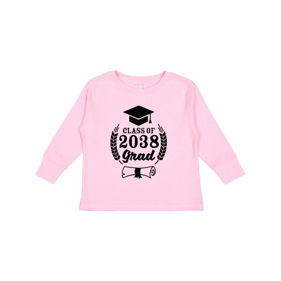 Inktastic Class of 2038 Grad with Diploma and Graduation Cap Boys or Girls Long Sleeve Toddler T-Shirt
