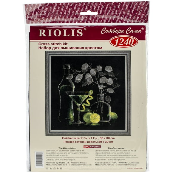 Still Life With Martini Counted Cross Stitch Kit-11.75"X11.75" 14 Count