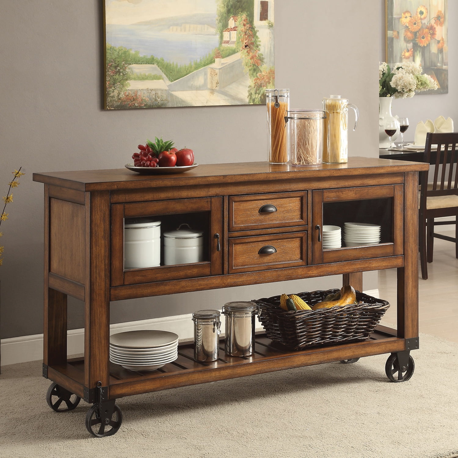 Kitchen Cart With Wheels,rolling Kitchen Island With Drawers And