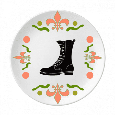 

Men s Black High Boots Outline Pattern Flower Ceramics Plate Tableware Dinner Dish