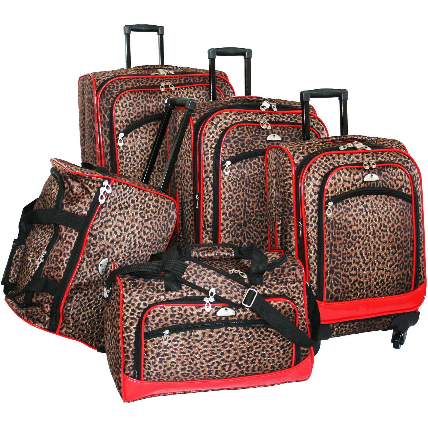 Long Lat Inc. AF 5P Luggage Set Leopard Red