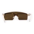 thumbnail image 2 of Curved Top Shield Half Rimless Rectangular Sunglasses Gold Brown, 2 of 4