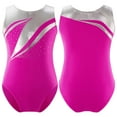 thumbnail image 3 of inlzdz Girls Sleeveless Gymnastics Leotard with Tumbling Shorts Shiny Ballet Leotards Kids Dancewear Hot Pink 6, 3 of 6