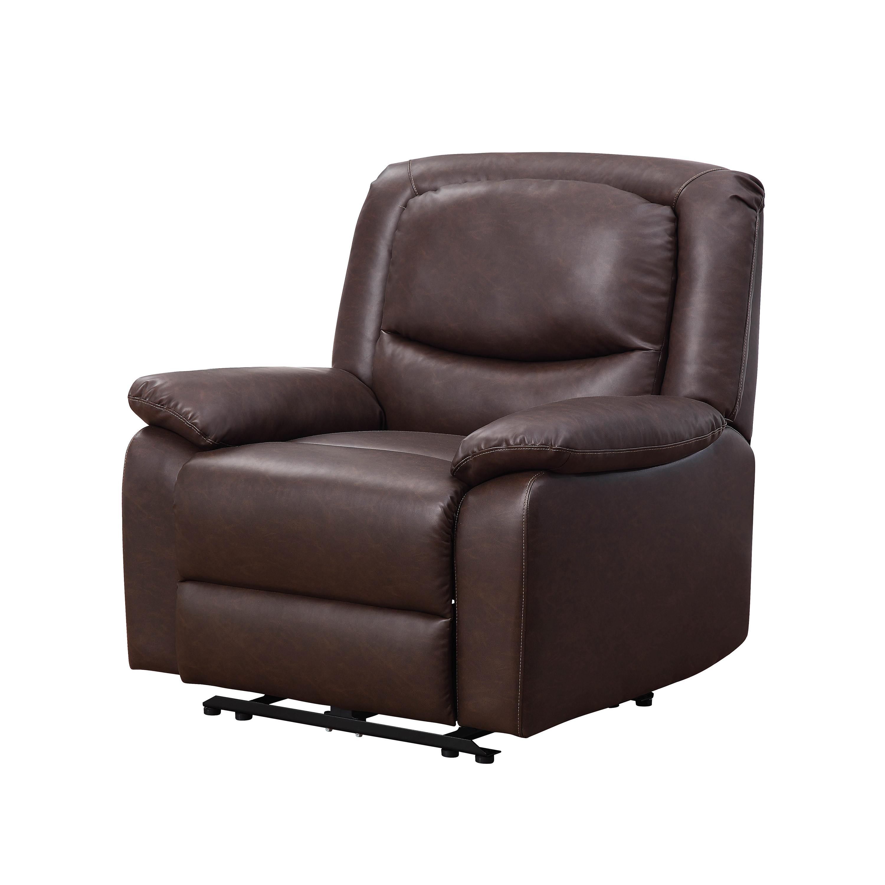 Serta Push-Button Power Recliner with Deep Body Cushions, Brown Faux Leather Upholstery - image 6 of 9
