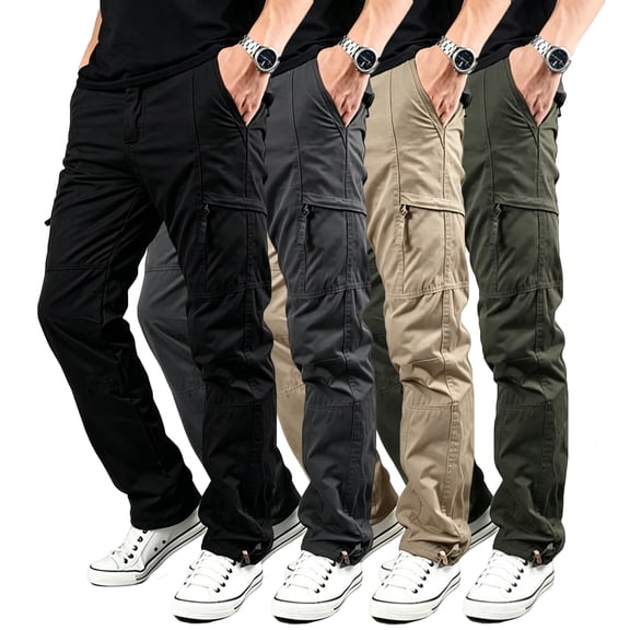 Men Stretchy Straight Cargo Sport Pants, Multi Pocket Thin Outdoor Daily Trousers S-XL(1 piece)