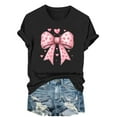 thumbnail image 6 of AUNVITO Women's Valentine's Day T-Shirt Bow Detail Print Round Neck Short Sleeve Casual and Fashionable, 6 of 6