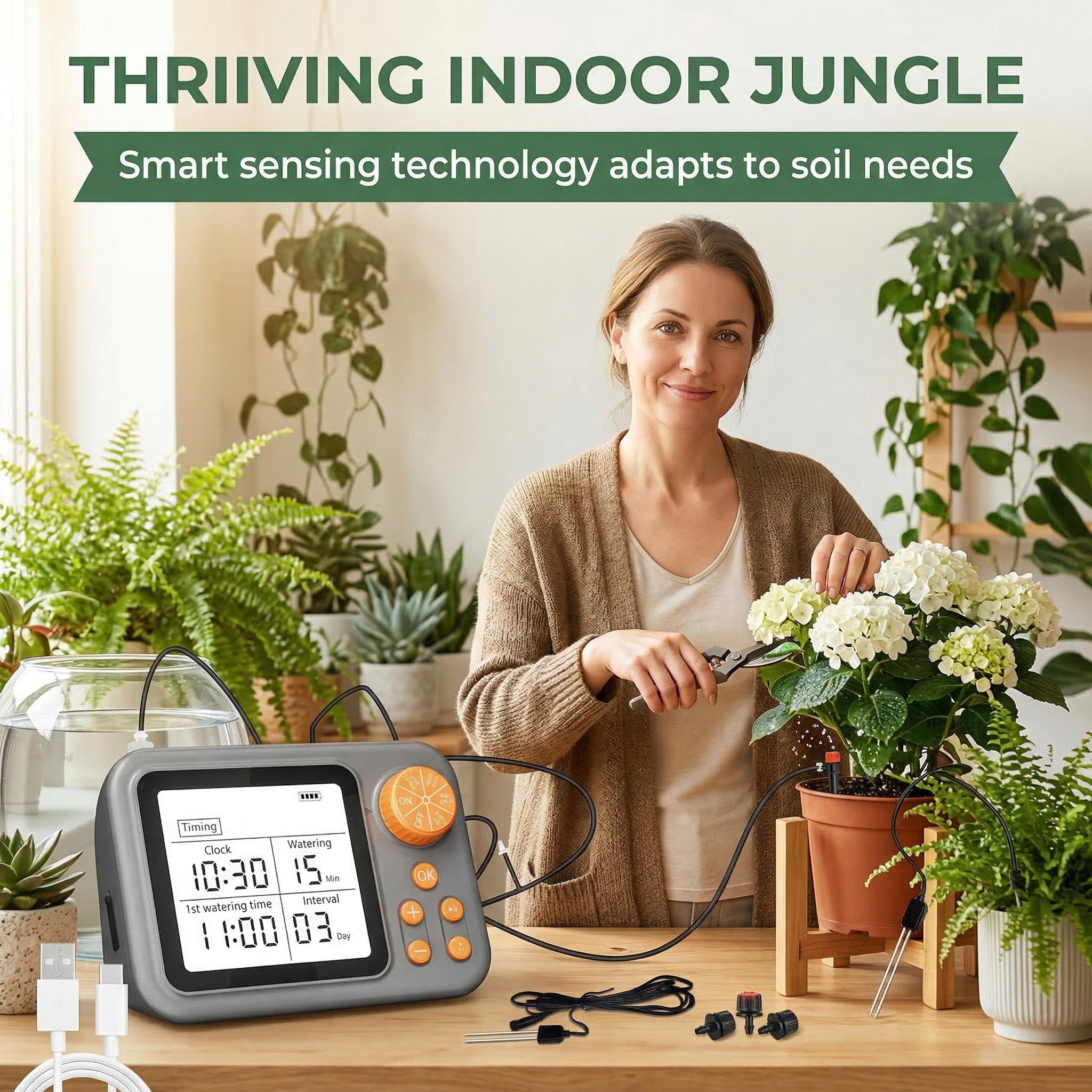 Automatic Indoor Plant Watering System, Self-Watering Drip Irrigation Kit for Indoor and Outdoor Gardens, Adjustable Drippers Capable of Watering Up to 15 Plants Simultaneously