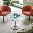 thumbnail image 4 of Blue Octopus Elastic Fitted Round Table Cover Ocean Fish Coral Seagrass Waterproof Outdoor Tablecloth for Holiday Party, Picnic, Patio & Dining Fits Tables Up to 45"-54", 4 of 8