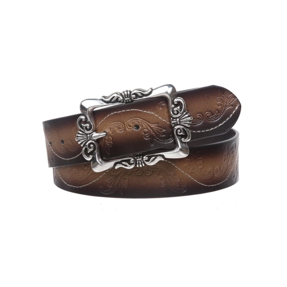 1 1/2" Snap On Two Tone Embossed Engraving Rectangular Belt