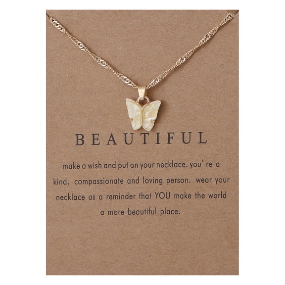 Valentine Jewelry Ladies Pendant Necklace Butterfly Moon Sterling Gold Acrylic Color Clavicle Chain Necklace Necklace for Women Halloween Costume Jewelry Accessories Dresses