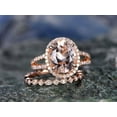 thumbnail image 2 of HeartsAndYou 3ct Natural Peach Morganite Bridal Set Split Band Ring 100% 14k SOLID Rose Gold, 2 of 9