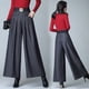 thumbnail image 1 of Pantalones anchos de lana de otoño, pantalones culottes casuales plisados para mujer, pantalones rectos, pantalones de pierna ancha, 1 of 5