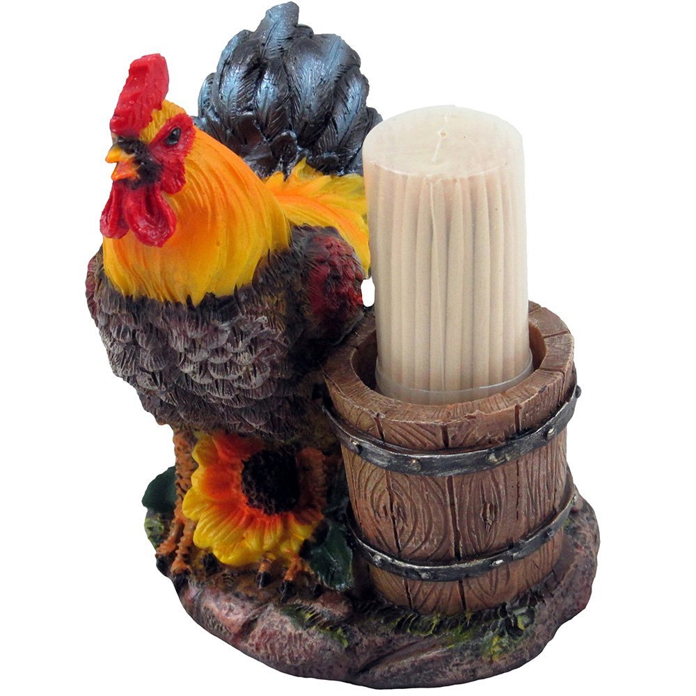 Proud Rooster Toothpick Holder with Old Fashioned Water Bucket and