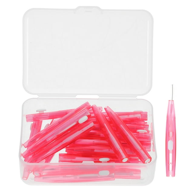 1 caja de 30 Uds. De cepillo limpiador interdental retráctil para el cuidado Dental, púas dentales (rosa, 0,6mm)