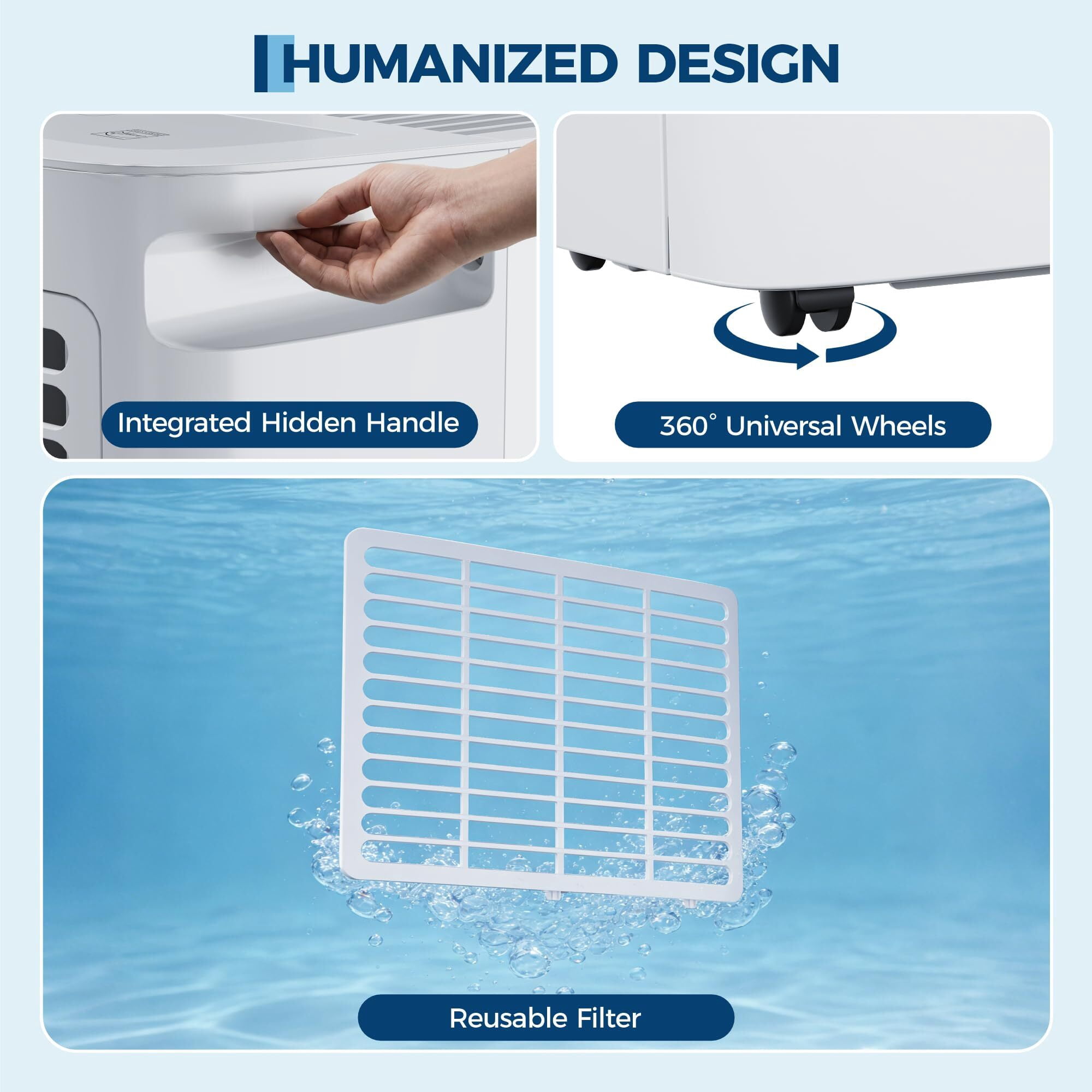 Garvee 22 Pint Dehumidifier with Drain Hose and 1.45 Gal Water Tank for Homes up to 3000 Sq.ft, White