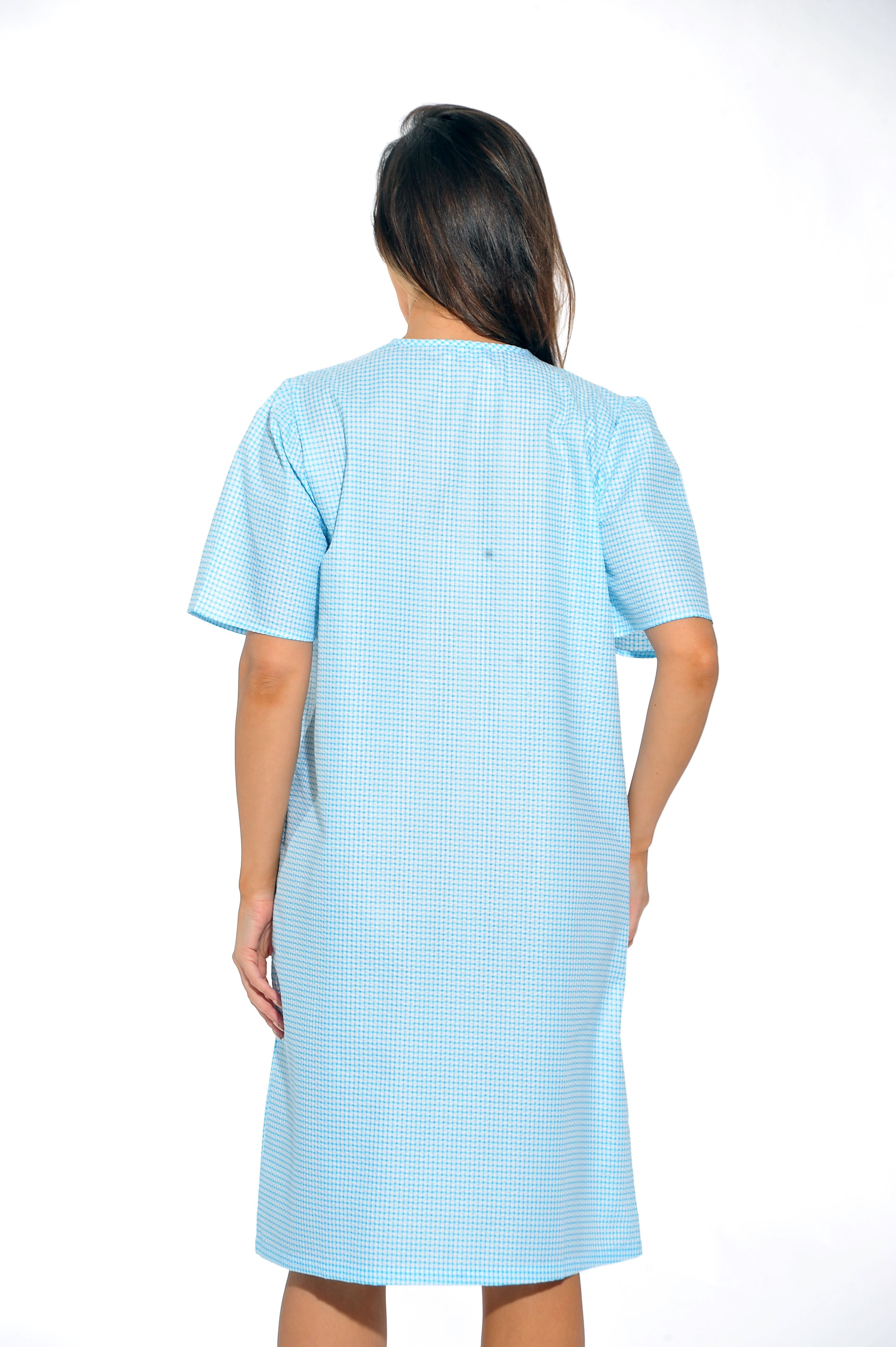 Dreamcrest Women Short Sleeve Housecoat - Comfortable Loungewear for Sleep  and Relaxation (Blue, 1X) 