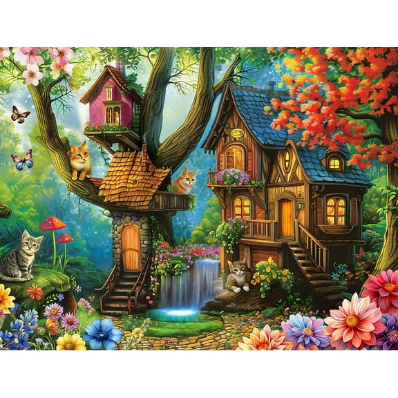Majestic by Springbok Cats Treehouse 500 Piece Jigsaw Puzzle