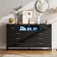 thumbnail image 7 of Homhougo Black Dresser Bedroom with 8 Large Drawer, Tv Stand Dressers with Led Light and Power Outlet, Wood Dresser Drawer Organizers with Deep Drawers, Modern Dresser for Bedroom, Closet, Hallway, 7 of 7