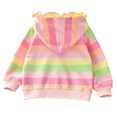 thumbnail image 3 of Uccdo 12M-7T Toddler Little Girls Casual Hoodies Sweatshirts Kids Rainbow Striped Hooded Zipper Jackets Tops, 3 of 8