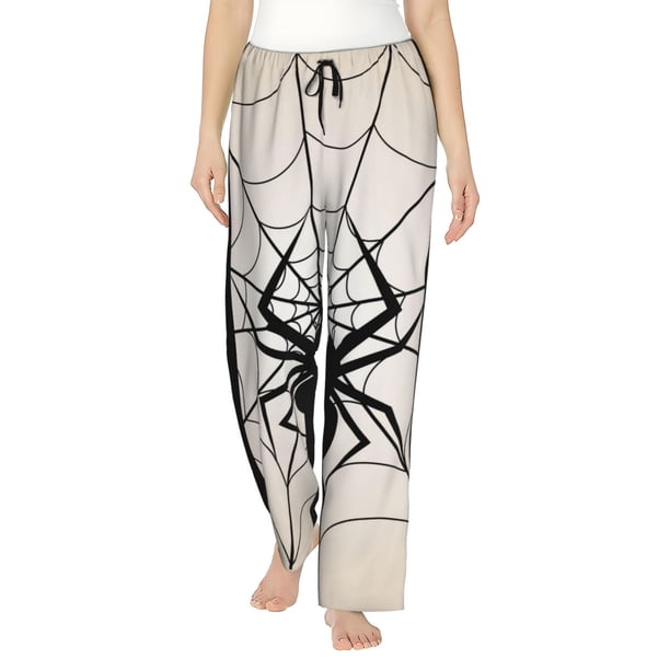 Fotbe Spiders On The Web 1 Pantalones de Pijama para Mujer, Pantalones de Dormir, Pantalones Pj con Cordón y Bolsillos-3X-Large