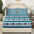 thumbnail image 3 of Boho Sheet Set Queen Western Bohemian Bed Sheets Blue Grey Southwestern Aztec Bedding Teen Southwest Tribal Mexican Fitted Sheet Rustic Farmhouse Flat Sheet 2 Pillow Cases, 3 of 6