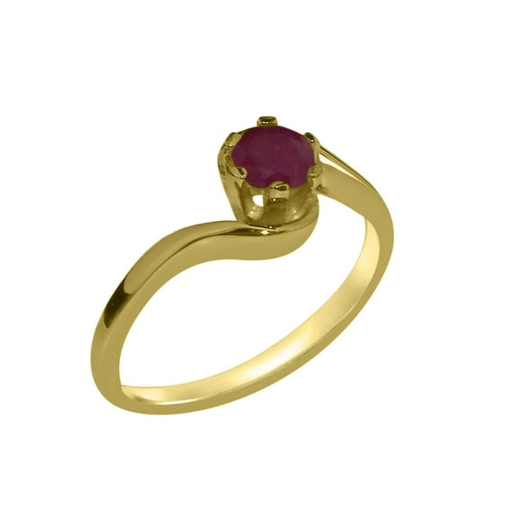 LBG British Made 18k Yellow Gold Natural Ruby Womens Engagement Ring - 33 size options - Size 10