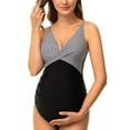 thumbnail image 2 of Ecavus Women's Maternity Swimsuit One Piece V-Neck Swimwear, 2 of 5