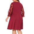 thumbnail image 4 of DARING DIVA Plus Size Square Neck Sheer Ruffle Flowy A-Line Midi Dress 3X Rose Red, 4 of 6