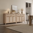 thumbnail image 4 of SICOTAS 43.5"W Farmhouse Sideboard Set of 2 with 3 Rattan Doors & 2 Large Drawers – Boho Storage Cabinet with Adjustable Shelves & Anti-Tip Kit for Living Room, Entryway, Kitchen,Light Oak, 4 of 10