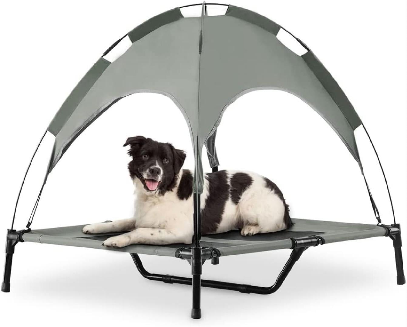 Elevated Dog Bed with Canopy, Portable Dog Houses for Large Dogs ...