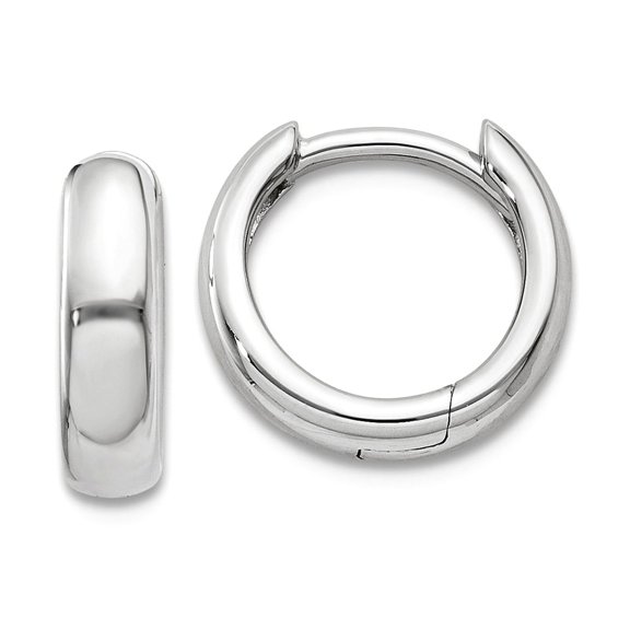 14k White Gold Polished Hinged Hoop Earrings 8x3mm Wide Hoop Earring for Women - 2.0 Grams