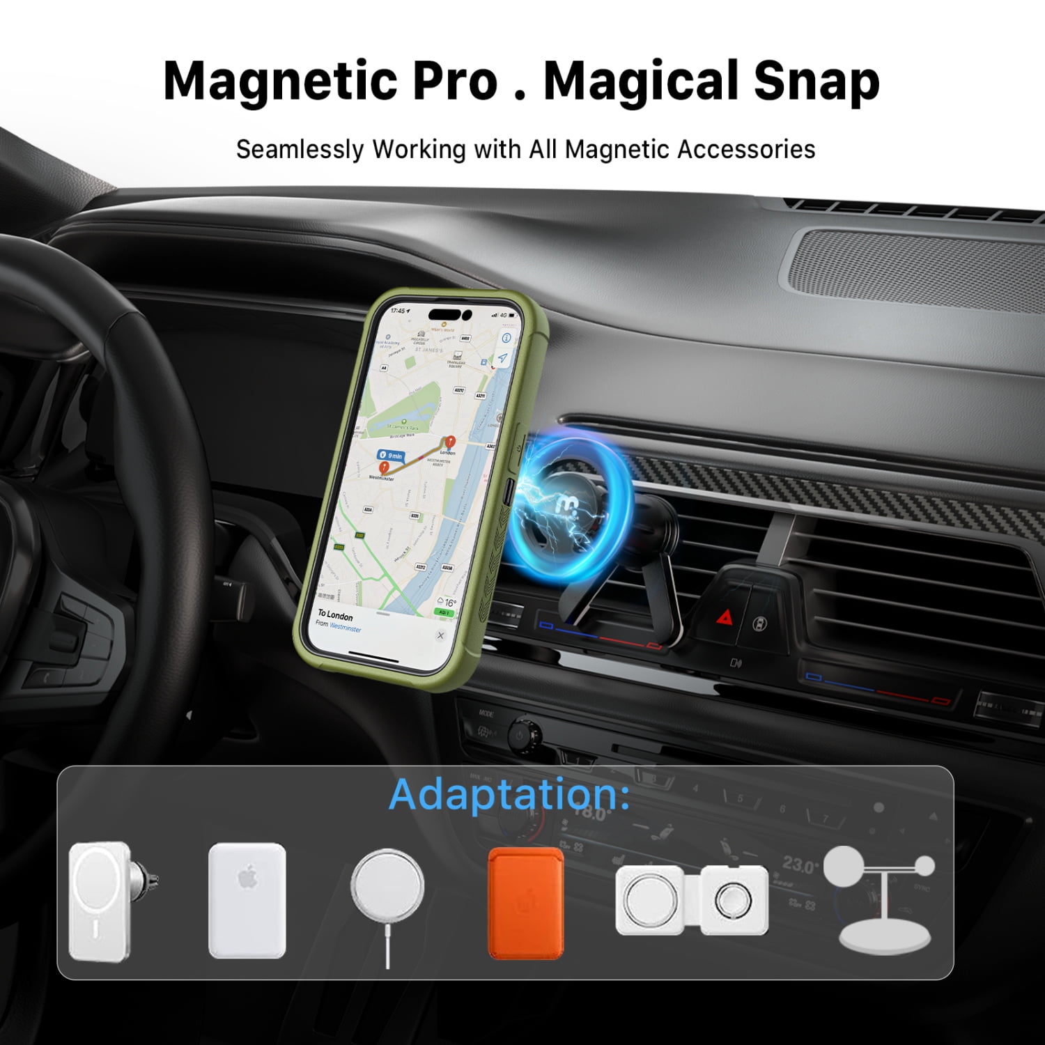 MyBat Pro Maverick Series Case with Holster and Tempered Glass for Apple iPhone 15 Pro (6.1) - Army Green