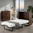 thumbnail image 4 of Demi Bonn Cot Size Murphy Bed with Foldable Design and Lockable Wheels, Space-Saving Guest Bed for Small Apartment, Sturdy Structure, Rustic Brown, 4 of 7