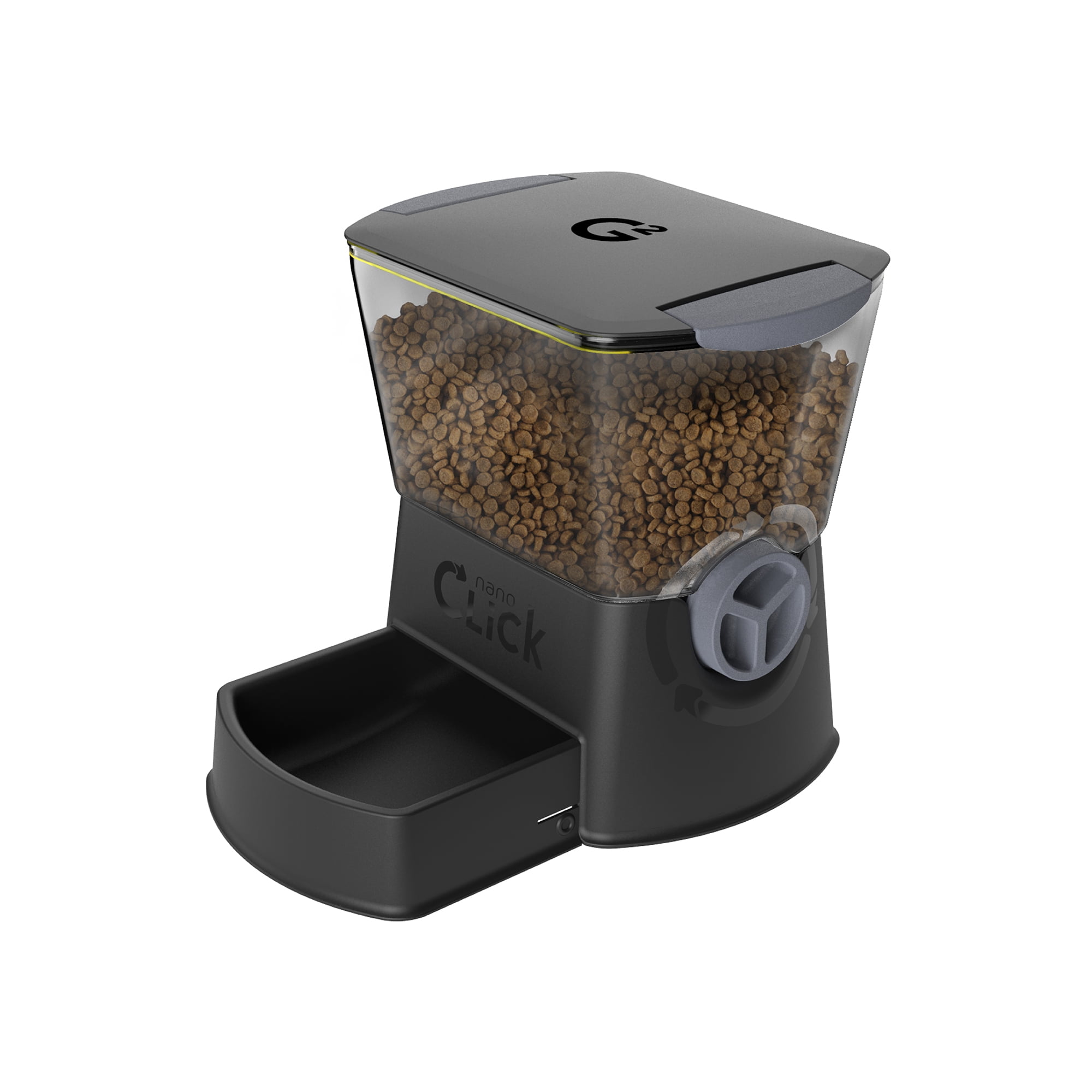 Gamma2 Nano Click Manual Pet Feeder Dry Dog Food Storage, Black, Up To 5 lb