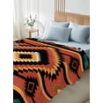 thumbnail image 4 of Aztec Southwest King Size Flat Sheet, Wrinkleproof & Fadeproof Cooling Flat Bed Sheet Only, Orange Black Boho Tribes Abstract Breathable Soft Bedding Top Sheets 105 x 98 Inches, 4 of 8