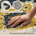 thumbnail image 6 of ODIKA 2'x3' Washable Accent Rug Pet Friendly, Bedside Mat Round Abstract Navy Mosaic Structured Border Extra Large Circle for Bedroom, Nursery, RV, 6 of 7