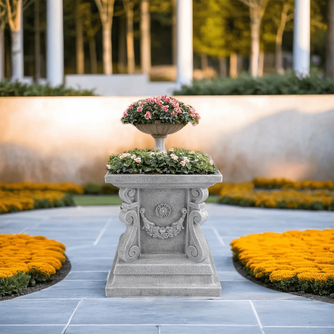Square Garden Pedestal Sculpture Plinth Base Riser Pedestal Statuary Stand Outdoor Decor, Indoor Outdoor Sculptural Garden Plinth Base Statue Riser Home Decoration